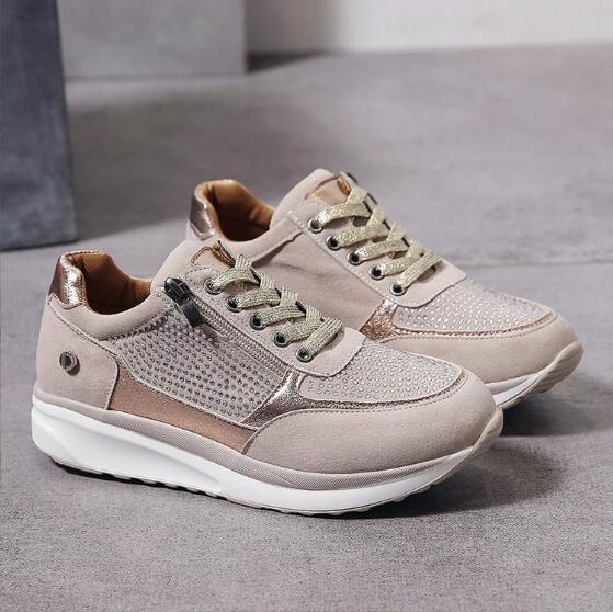 Women's Sneakers Faux Leather with Arch Support for Best Walking Shoes