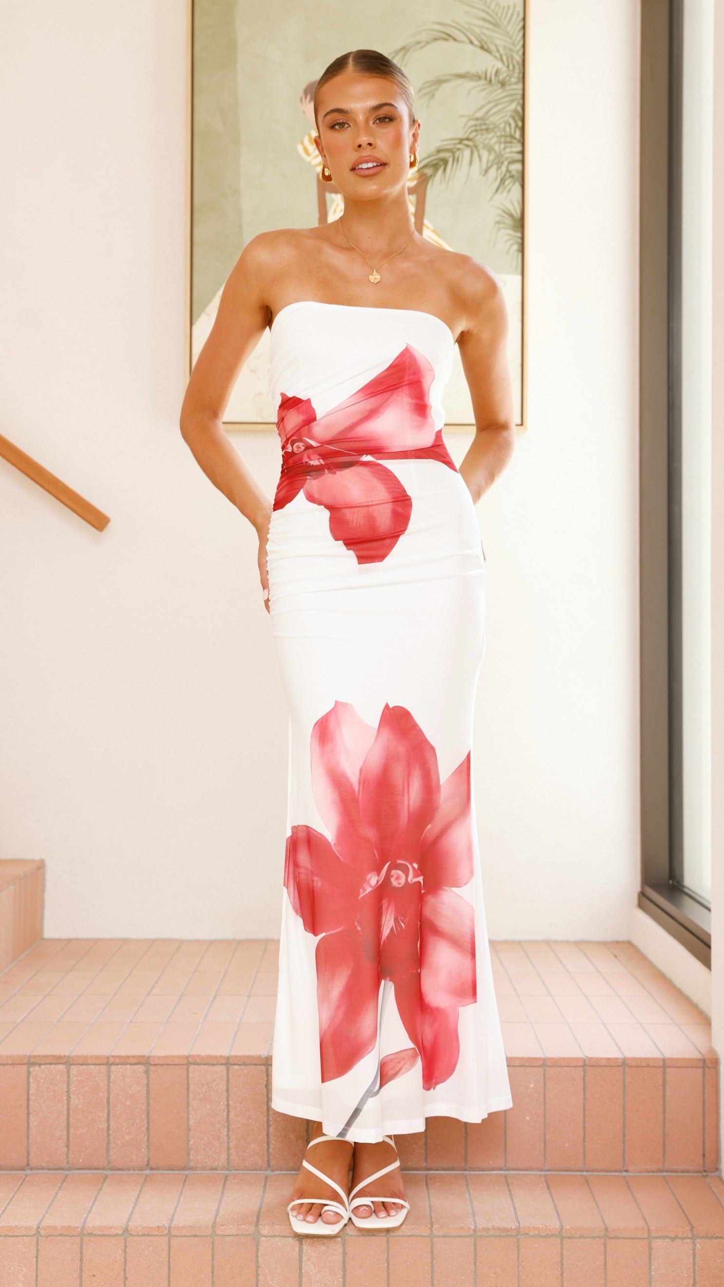 Women's Strapless Maxi Dress Polyester 4