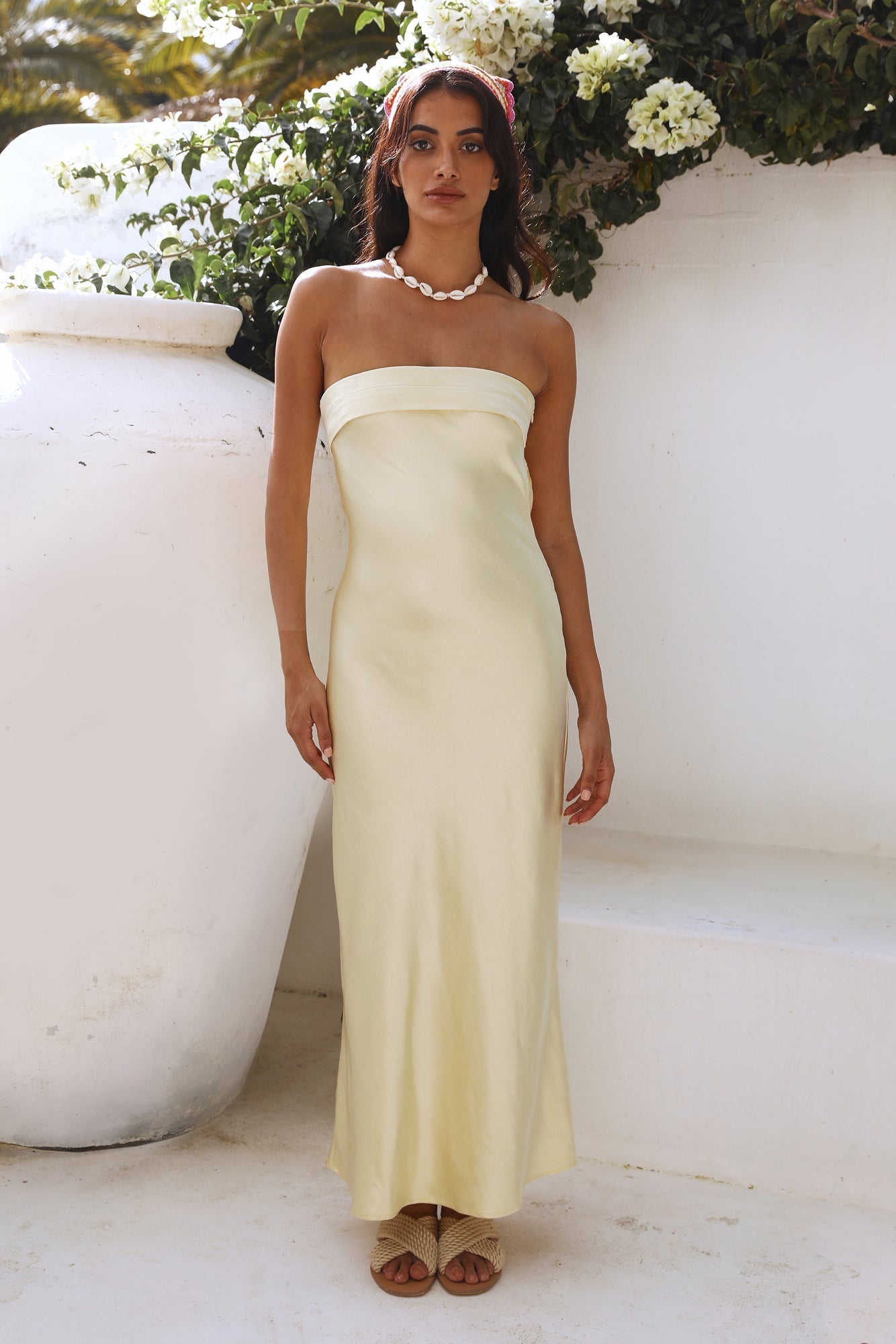 Women's Strapless Maxi Dress Polyester Elegant Summer Style 1