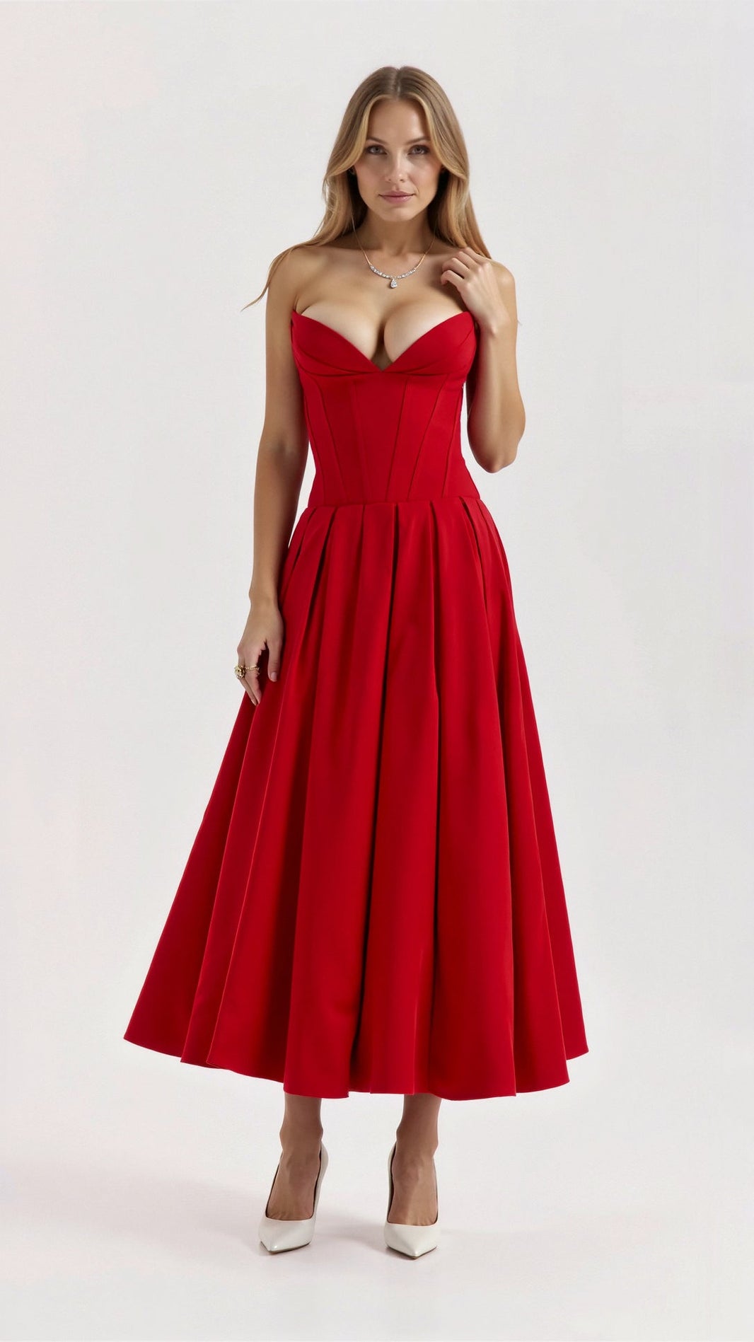 Women's Strapless Midi Dress Polyester 0