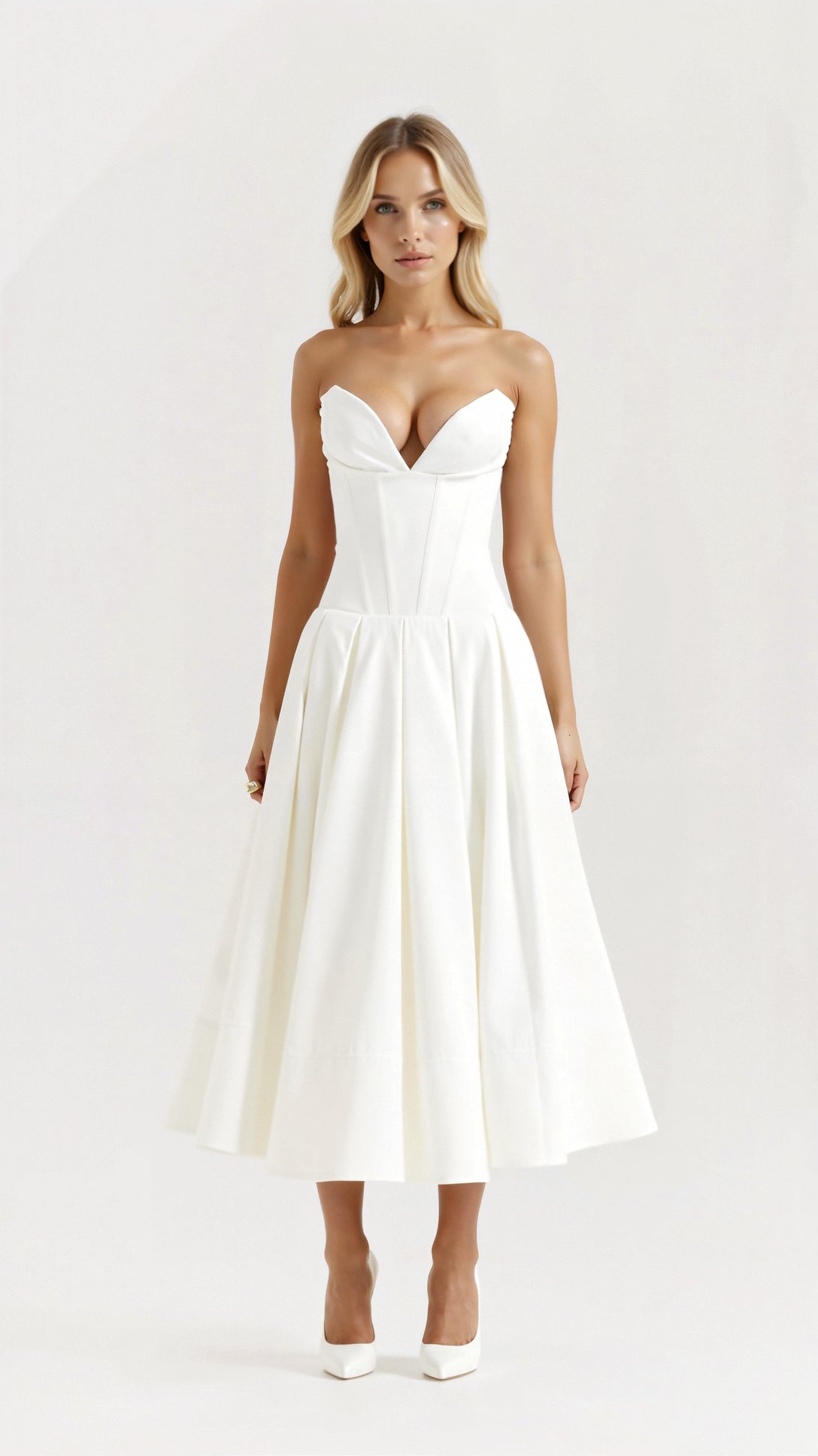 Women's Strapless Midi Dress Polyester 10