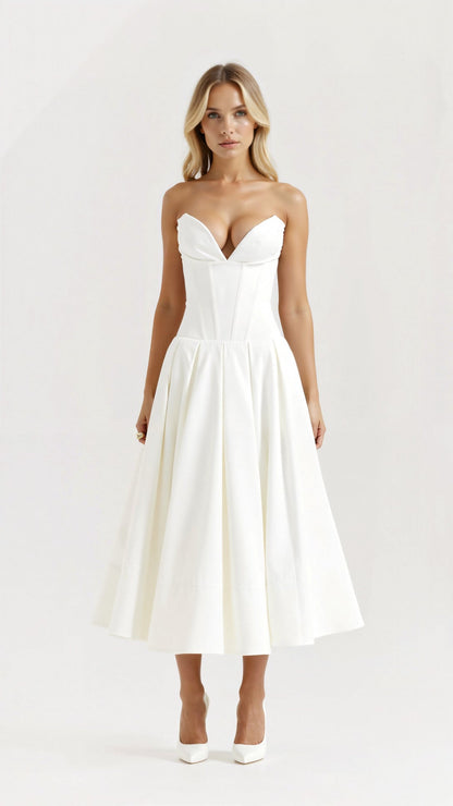 Women's Strapless Midi Dress Polyester 10