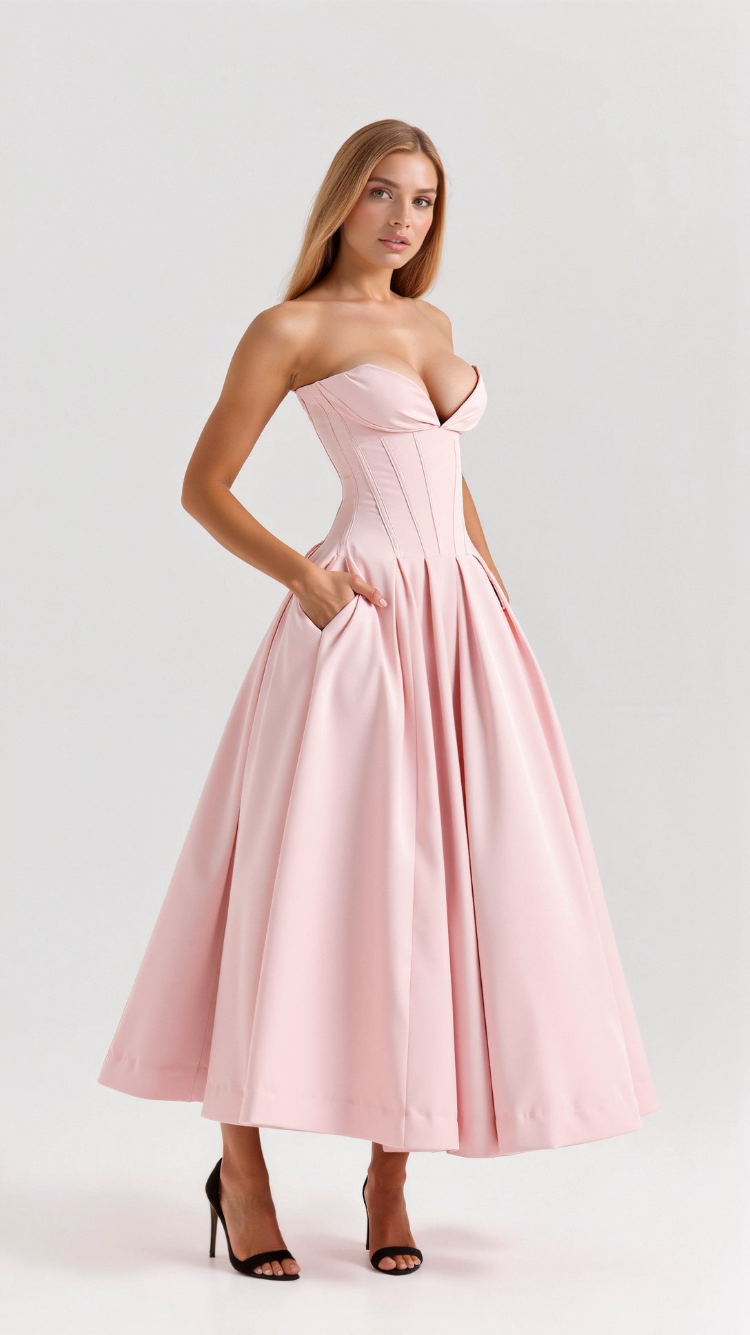 Women's Strapless Midi Dress Polyester 11