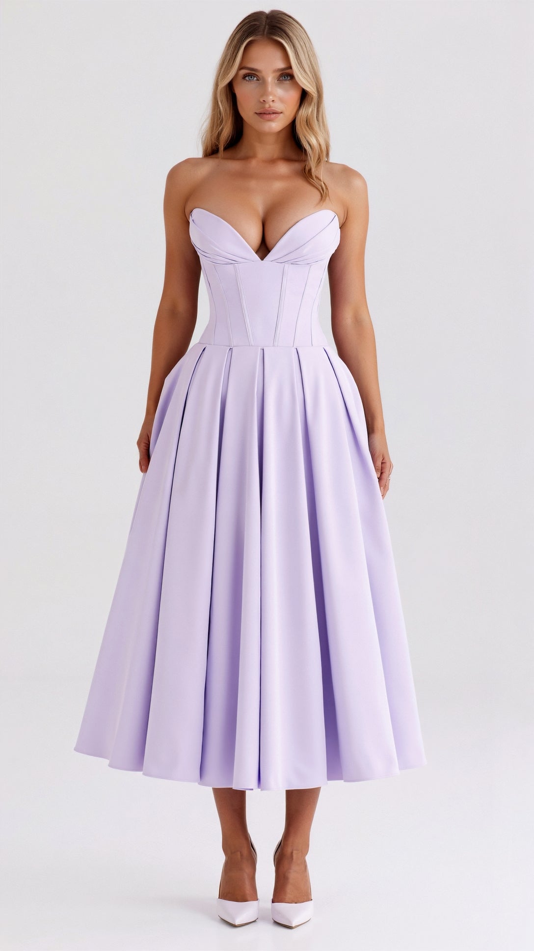 Women's Strapless Midi Dress Polyester 12