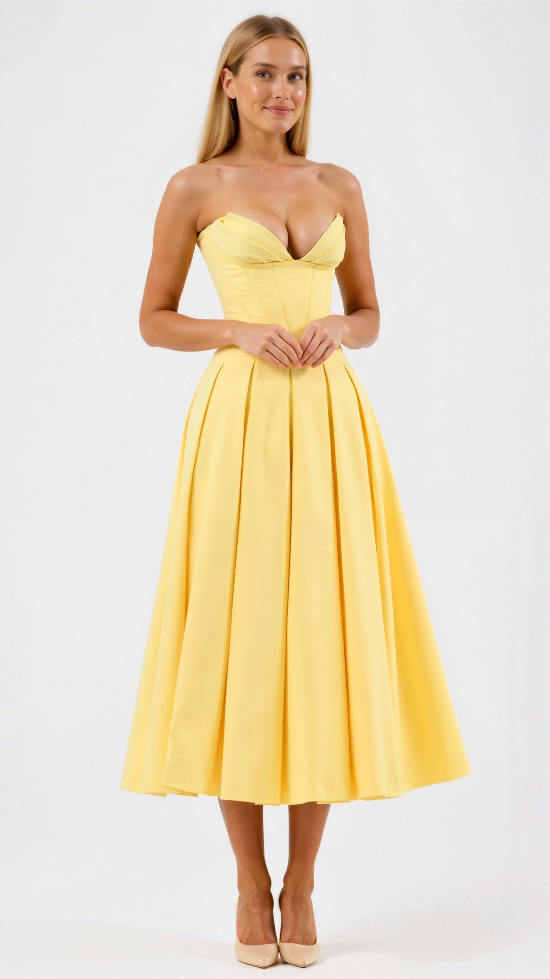 Women's Strapless Midi Dress Polyester 6