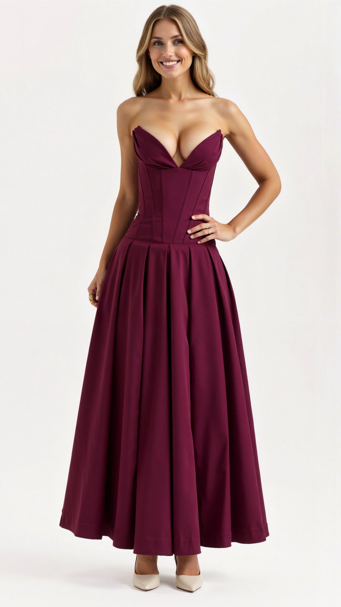 Women's Strapless Midi Dress Polyester 9