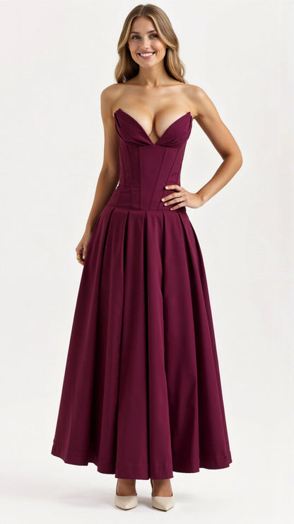Women's Strapless Midi Dress Polyester 9