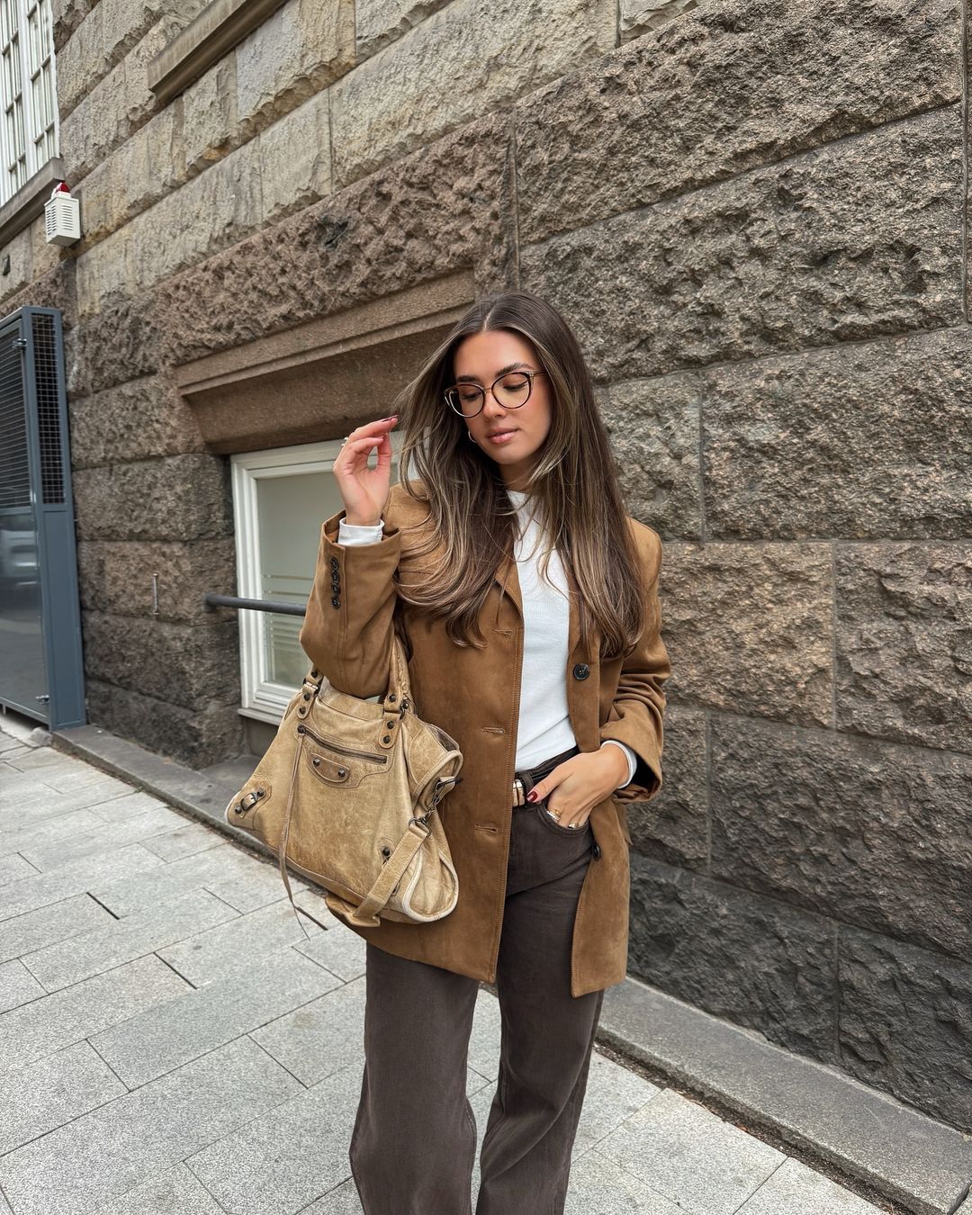 Women's Suede Blazer Camel 2
