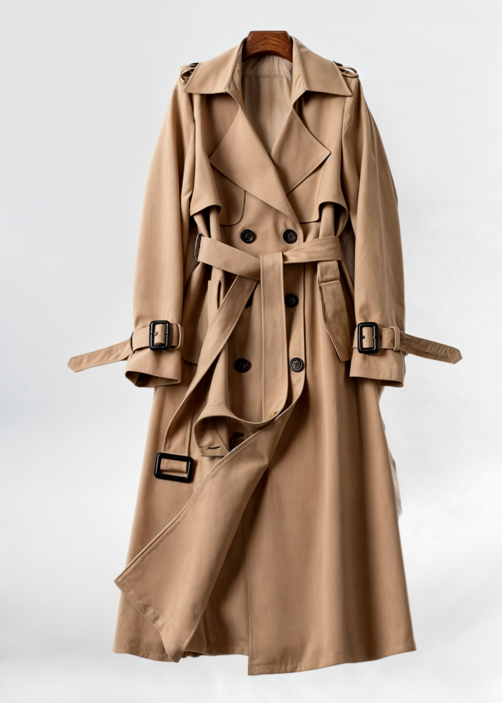 Women's Trench Coat Polyester Classic Double-Breasted Design 4