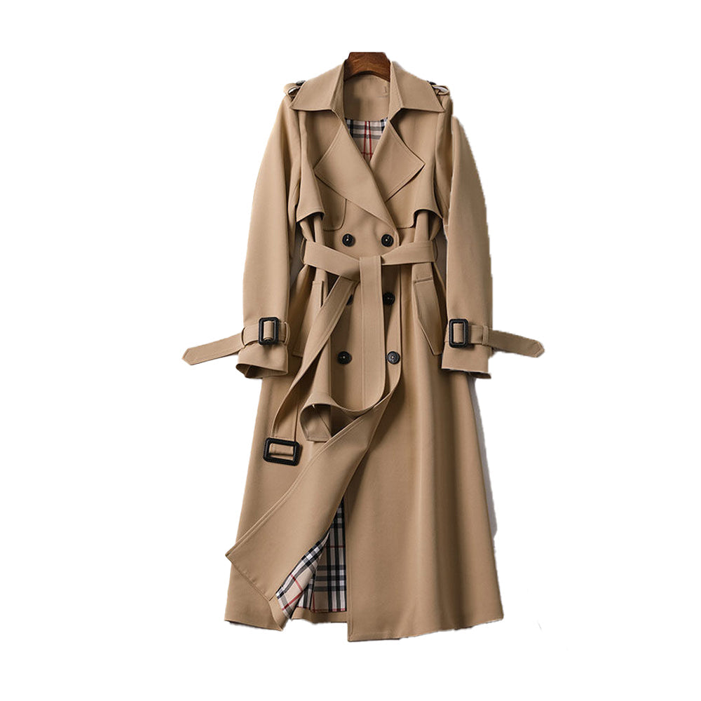 Women's Trench Coat Polyester Classic Double Button Outerwear 0