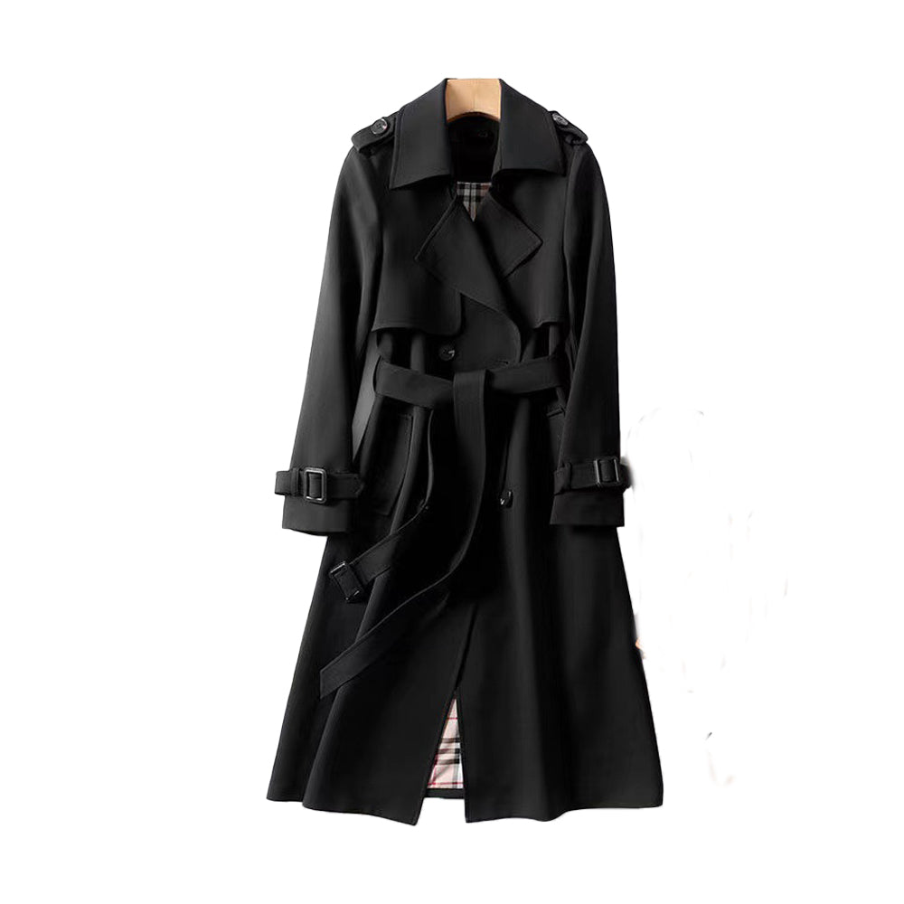 Women's Trench Coat Polyester Classic Double Button Outerwear 2