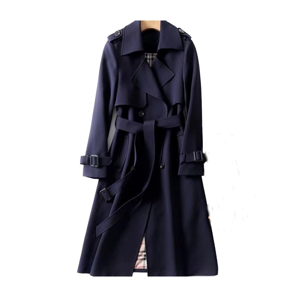 Women's Trench Coat Polyester Classic Double Button Outerwear 3