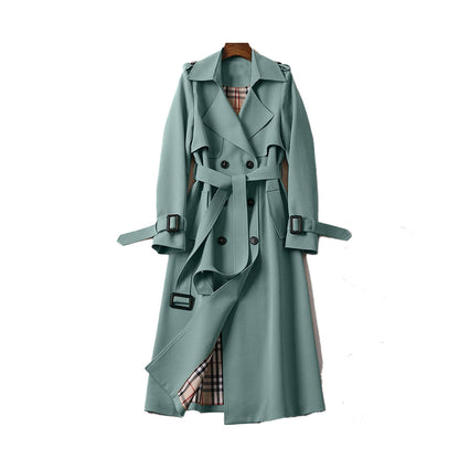 Women's Trench Coat Polyester Classic Double Button Outerwear 5