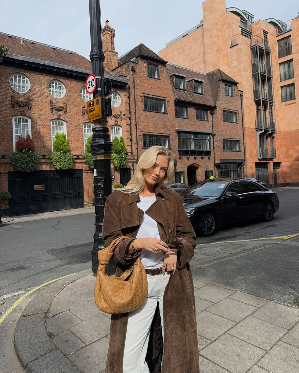 Women's Trench Coat Velvet Long Sleeve Elegant Outerwear 4