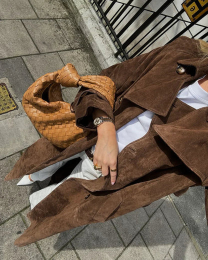 Women's Trench Coat Velvet Long Sleeve Elegant Outerwear 5