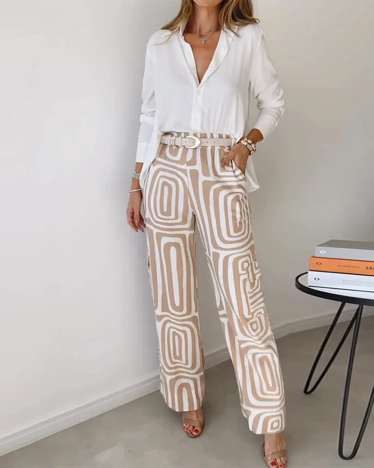 Women's Two Piece Pants Set Polyester - Matching Top and Trousers Set 0