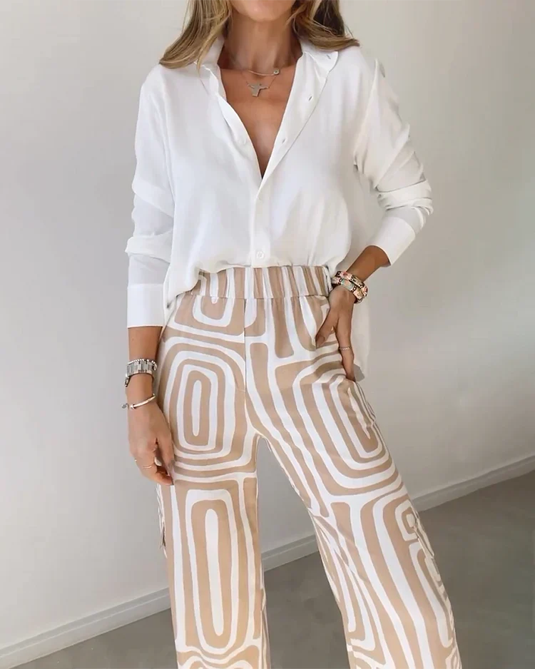 Women's Two Piece Pants Set Polyester - Matching Top and Trousers Set 2