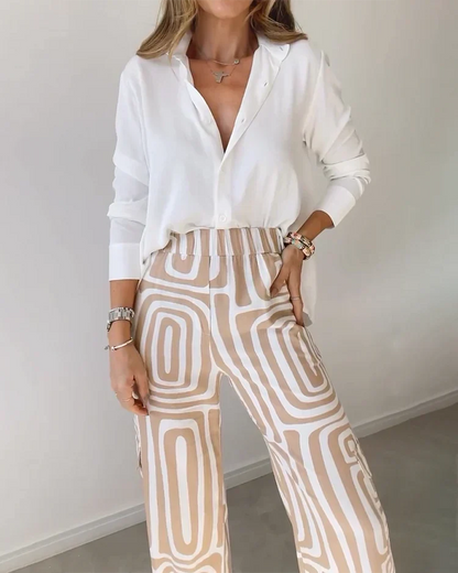 Women's Two Piece Pants Set Polyester - Matching Top and Trousers Set 2