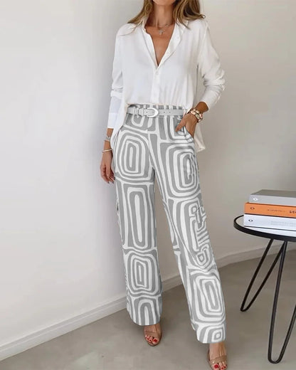 Women's Two Piece Pants Set Polyester - Matching Top and Trousers Set 4