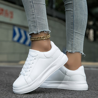 Women's White Sneakers Faux Leather Minimalist Design