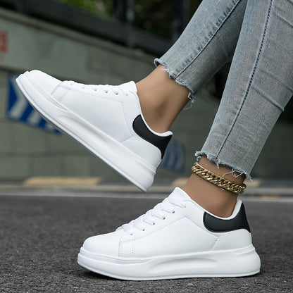 Women's White Sneakers Faux Leather Minimalist Design