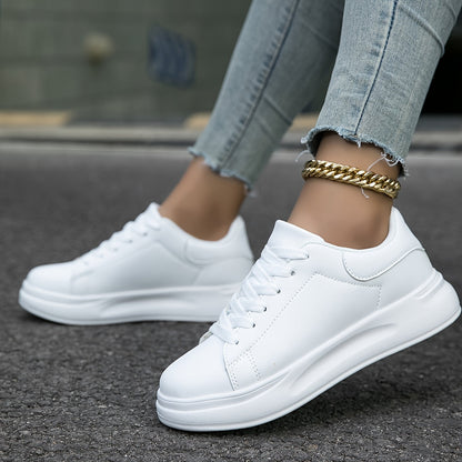 Women's White Sneakers Faux Leather Minimalist Design