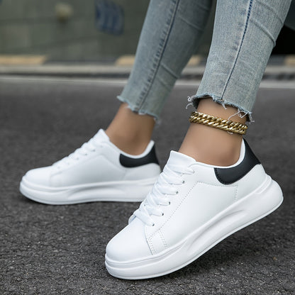 Women's White Sneakers Faux Leather Minimalist Design