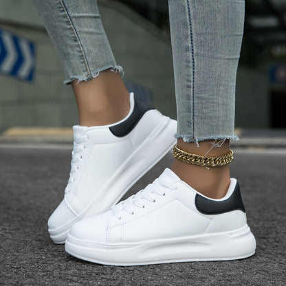 Women's White Sneakers Faux Leather Minimalist Design