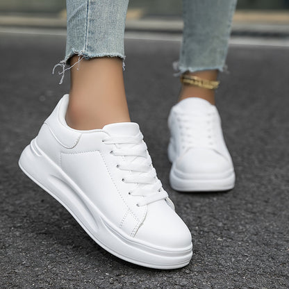 Women's White Sneakers Faux Leather Minimalist Design