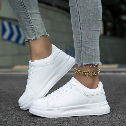 Women's White Sneakers Faux Leather Minimalist Design