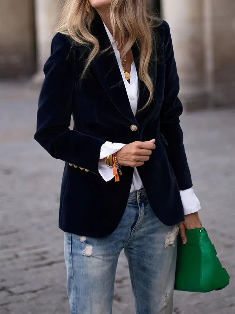 Elegant Women’s Velvet Blazer | Luxurious Autumn & Winter Outerwear