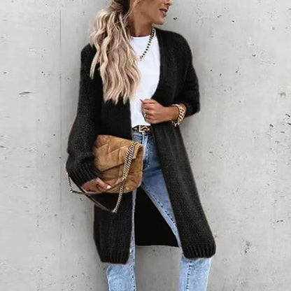 Elegant Mid-Length Cashmere Knitwear Cardigan for Women | Ideal for Autumn & Winter