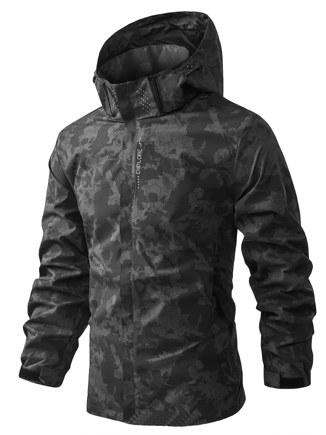 Camouflage Pattern Print Hooded Windbreaker Outdoorjacket For Spring Autumn For Men | Great for Spring & Autumn