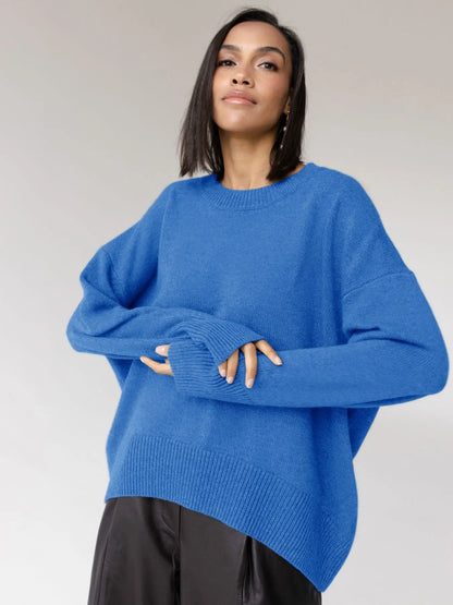 Bequemer, lockerer Pullover für Damen mit rundem Ausschnitt – weiches Material, vielseitig für jeden Anlass – 3