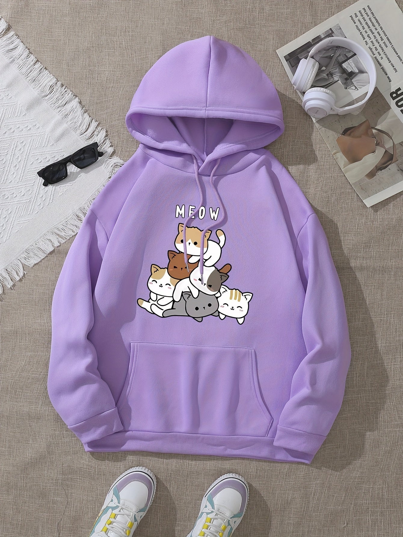 Casual Fleece Pullover Hoodie with Print for Women | Great for Casual Days
