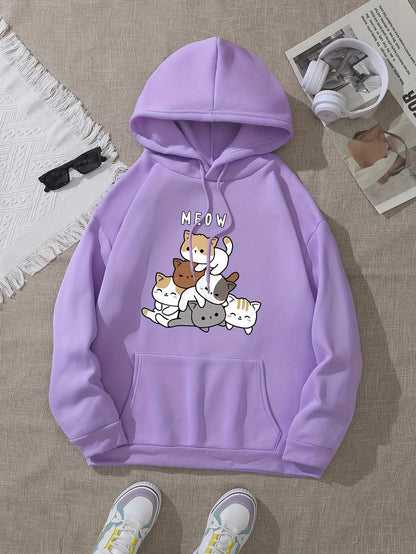 Casual Fleece Pullover Hoodie with Print for Women | Great for Casual Days