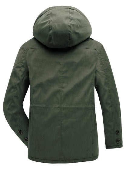 Casual Fleece Multi Pocket Hooded Cargo Winter Jacket | Ideal for Winter