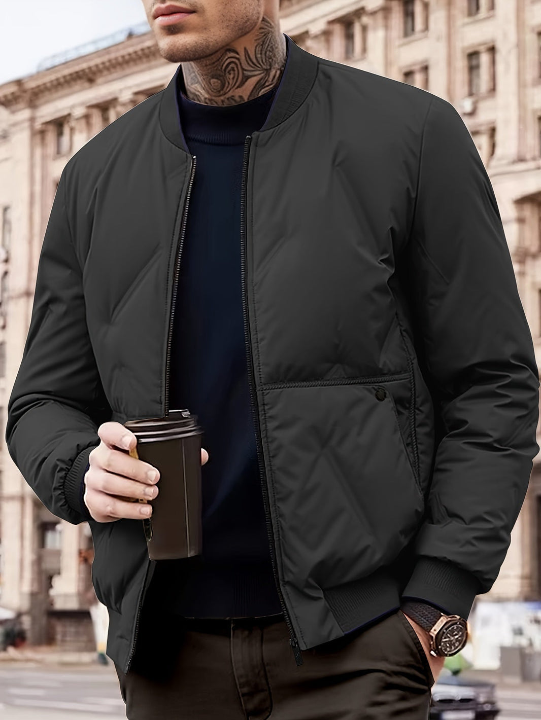 Baseball Collar Zip Up Solid Fleece With Pockets Winter Jacket For Men | Ideal for Winter