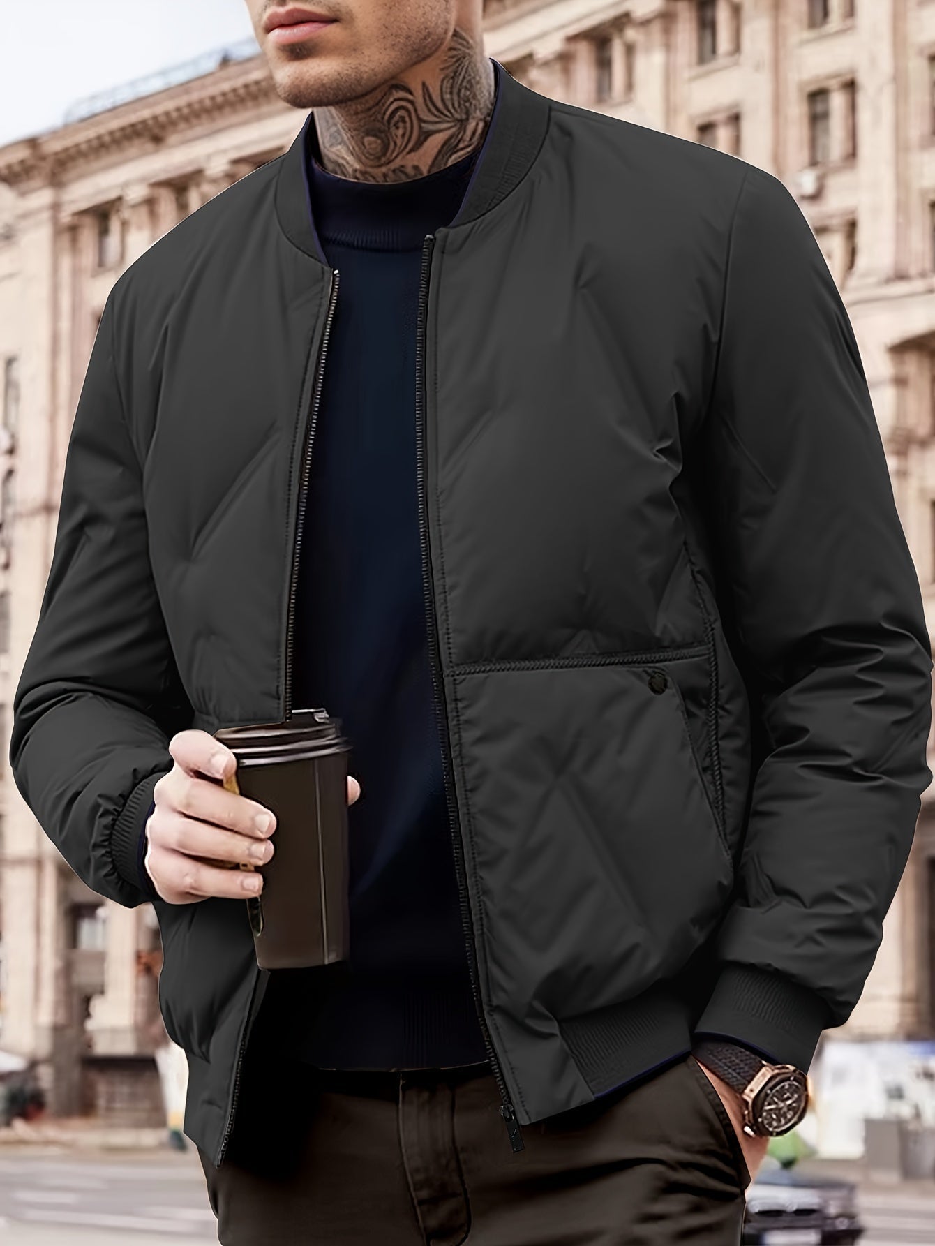 Baseball Collar Zip Up Solid Fleece With Pockets Winter Jacket For Men | Ideal for Winter