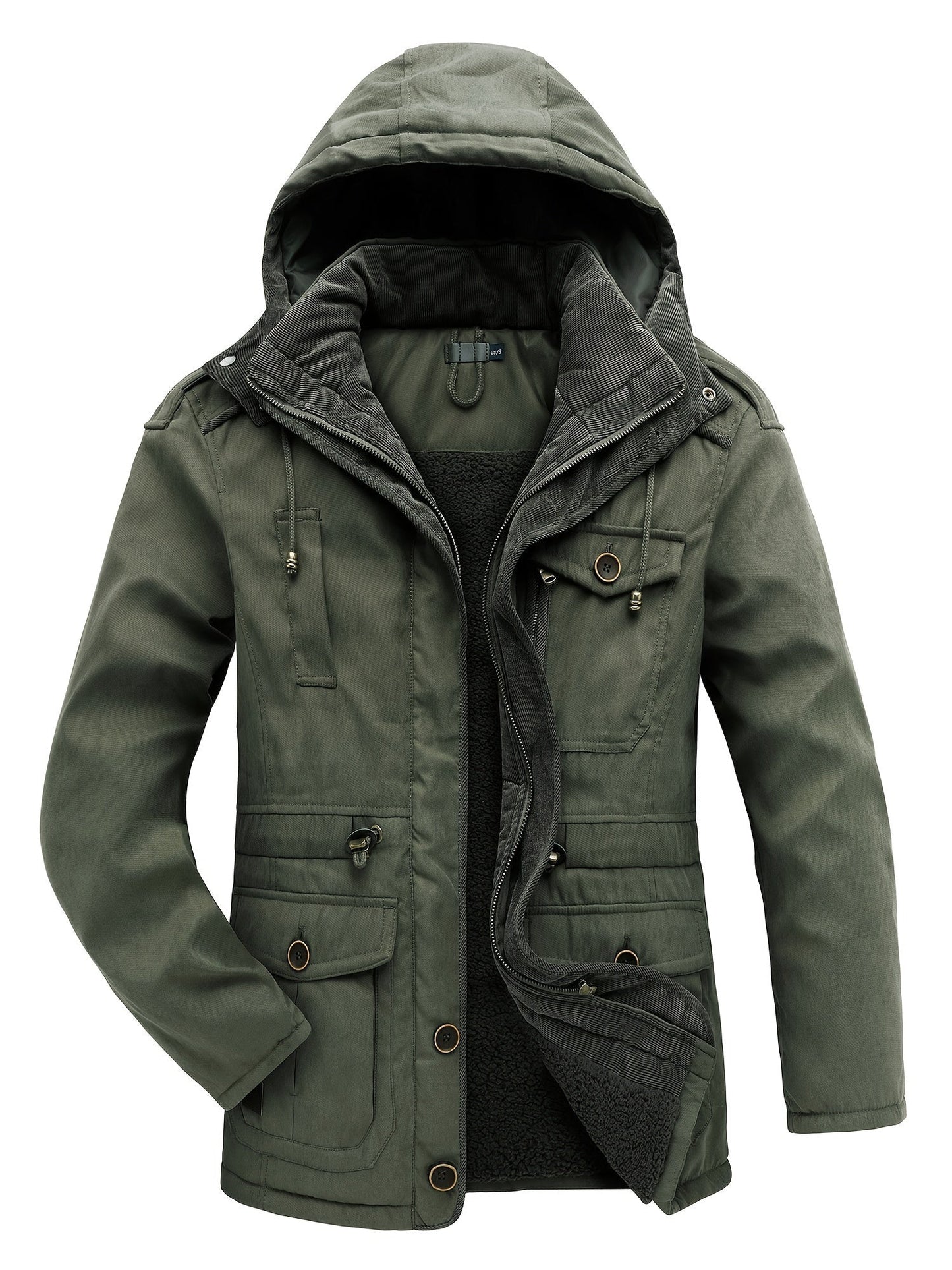 Casual Fleece Multi Pocket Hooded Cargo Winter Jacket | Ideal for Winter