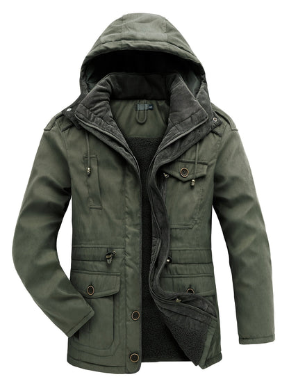 Casual Fleece Multi Pocket Hooded Cargo Winter Jacket | Ideal for Winter