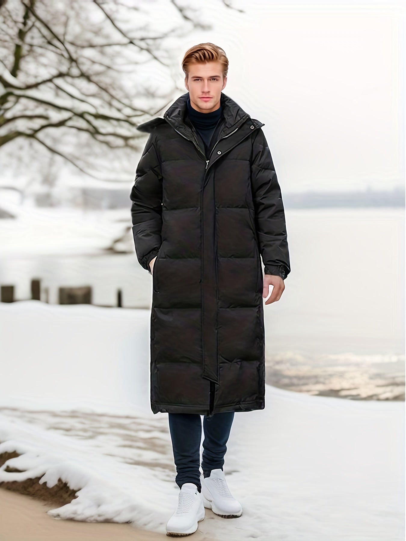 Casual Black Long Padded Hooded Winter Jacket For Men | Great for Winter