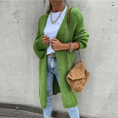 Elegant Mid-Length Cashmere Knitwear Cardigan for Women | Ideal for Autumn & Winter