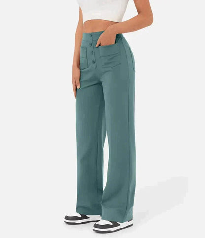Women's - Women's High Waist Trousers - Casual - Timeless Style - Everyday Wear