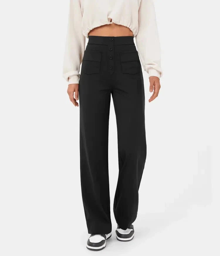 Women's - Women's High Waist Trousers - Casual - Timeless Style - Everyday Wear