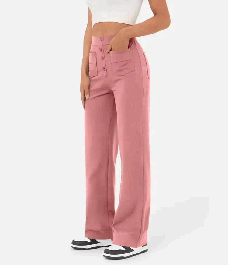 Women's - Women's High Waist Trousers - Casual - Timeless Style - Everyday Wear