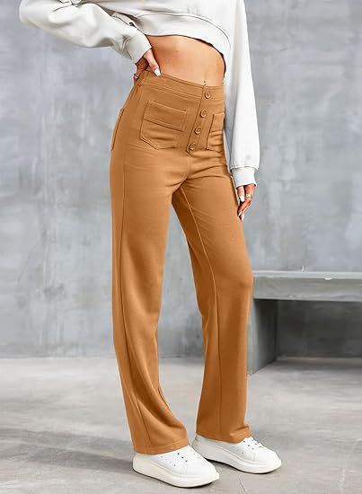 Women's - Women's High Waist Trousers - Casual - Timeless Style - Everyday Wear