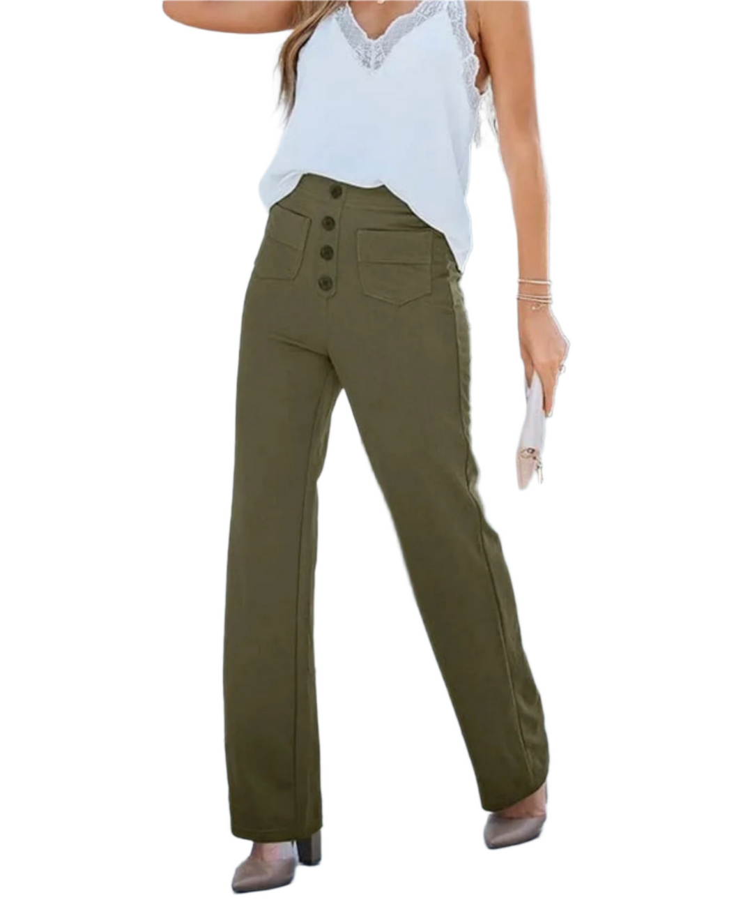 Women's - High Waist Pants - Chic/Elegant - Trendy - Great for Casual Days