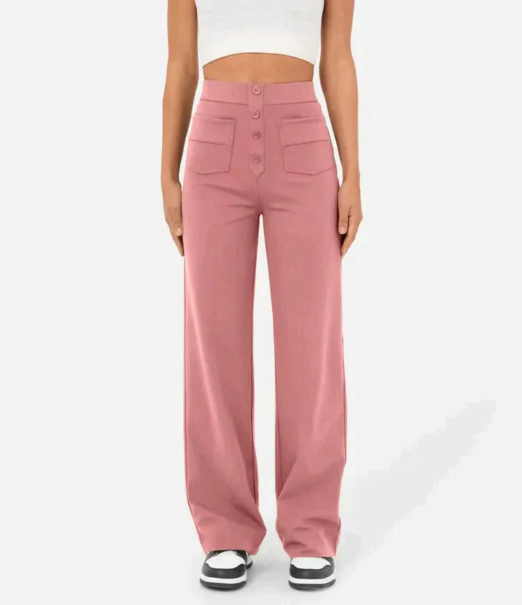 Women's - Women's High Waist Trousers - Casual - Timeless Style - Everyday Wear