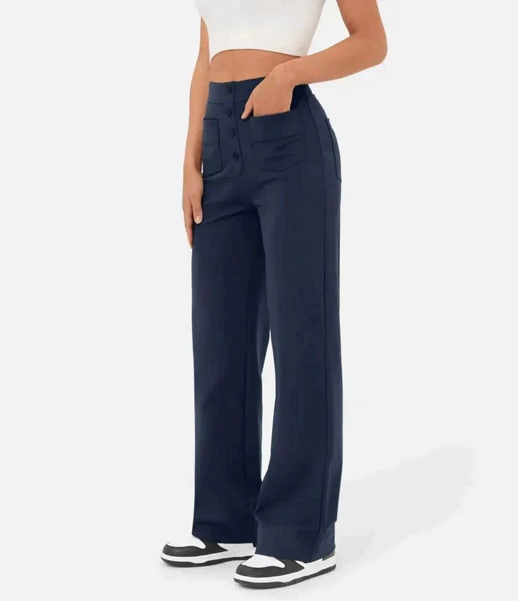 Women's - Women's High Waist Trousers - Casual - Timeless Style - Everyday Wear